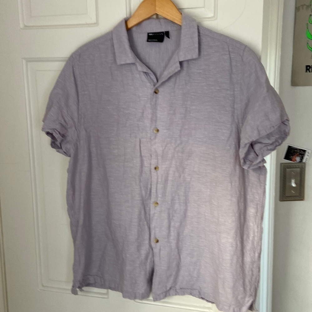 ASOS linen/cotton blend light purple button down shirt